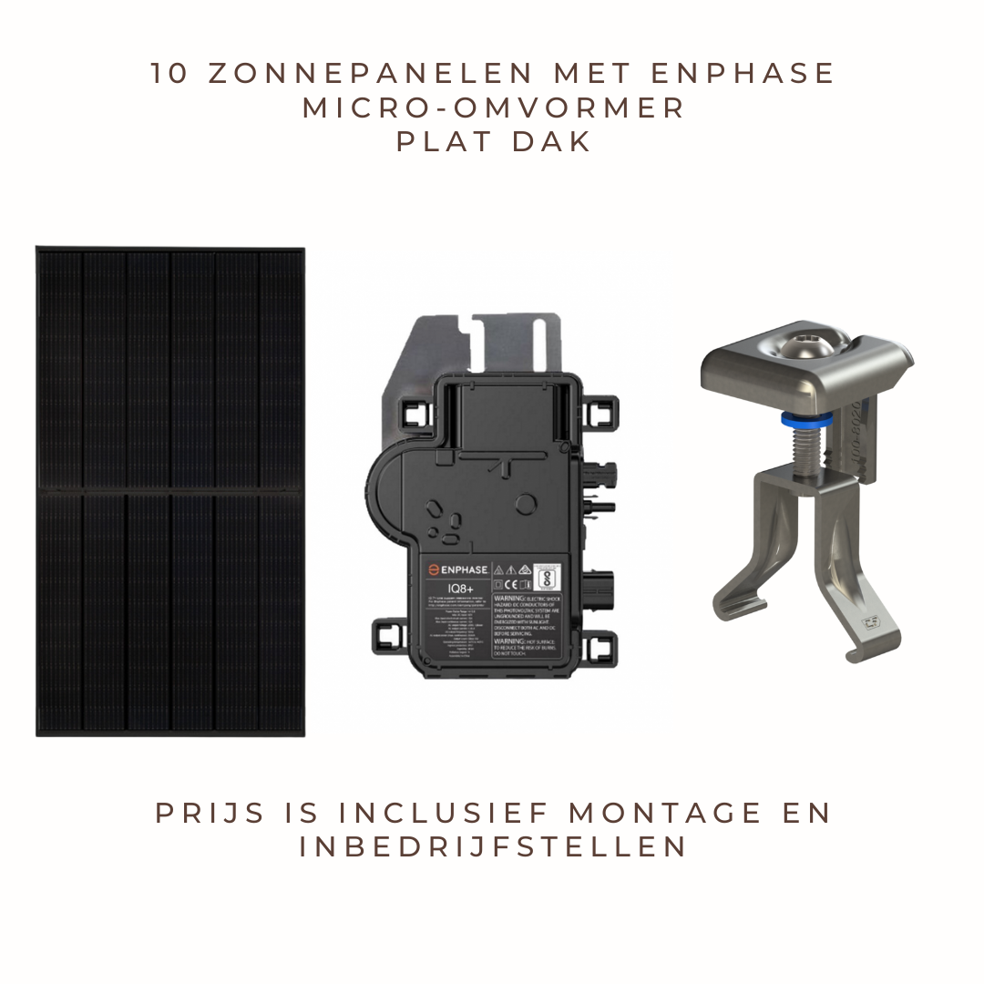 10 zonnepanelen met Enphase micro-omvormer voor plat dak