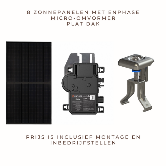 8 zonnepanelen met Enphase micro-omvormer voor plat dak